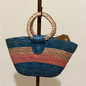 Artisanal Stylish Multicolor Straw Mini Tote Bag